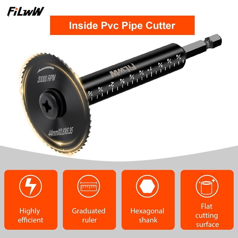 FWW Inside Pipe Cutter,6 pcs Saw Tooth Blades with 3 Inch Scale 1/4" Hex Shank, Cutter Tool Set for PVC, Plastic, Board, Copper, Aluminum - Image 2